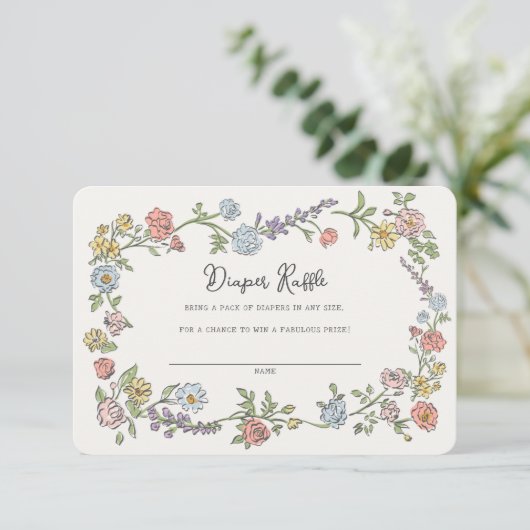Spring Garden Party Luier Raffle Baby Insert Informatiekaartje (Staand voorkant)