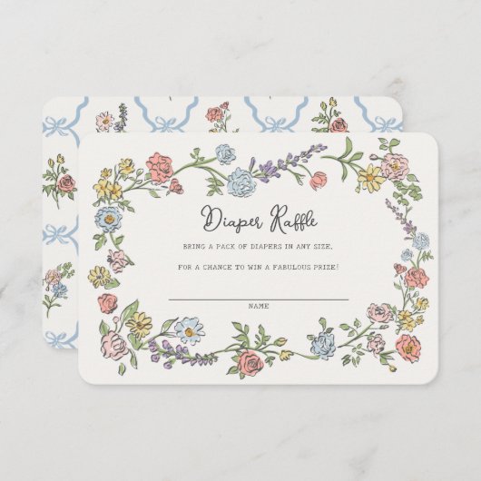 Spring Garden Party Luier Raffle Baby Insert Informatiekaartje (Voorkant / Achterkant)