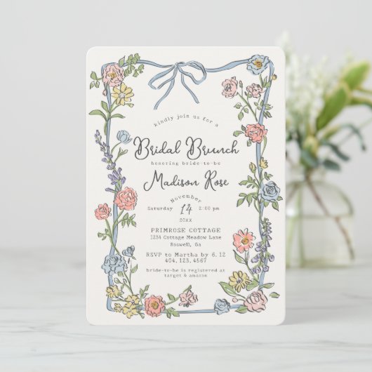 Spring Garden Party Pastel Bloemen Bruids Brunch (Staand voorkant)