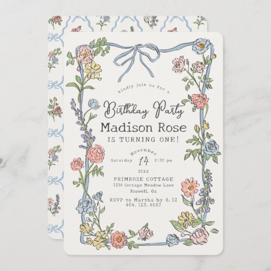 Spring Garden Party Pastel Bloemen Verjaardagsfees (Voorkant / Achterkant)