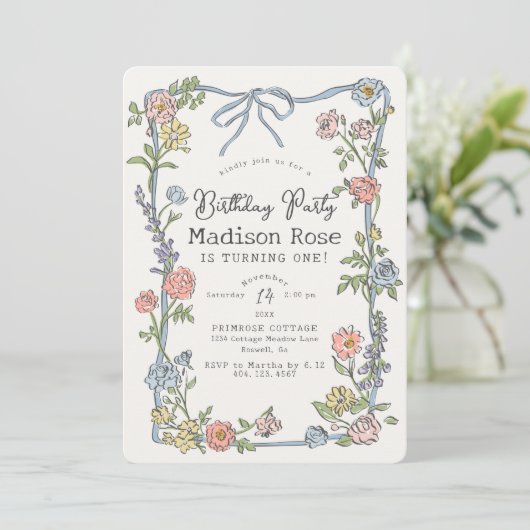 Spring Garden Party Pastel Bloemen Verjaardagsfees (Staand voorkant)