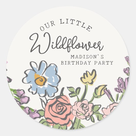 Spring Garden Party Pastel Bloemen Verjaardagsfees Ronde Sticker (Voorkant)