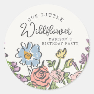 Spring Garden Party Pastel Bloemen Verjaardagsfees Ronde Sticker