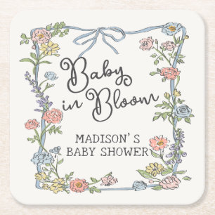 Spring Garden Party Pastel Floral Baby shower Kartonnen Onderzetters