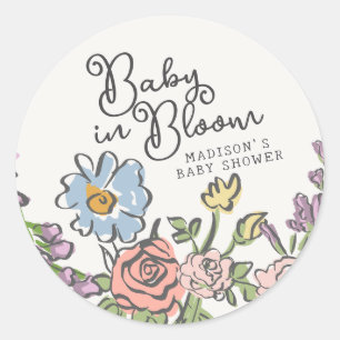 Spring Garden Party Pastel Floral Baby shower Ronde Sticker