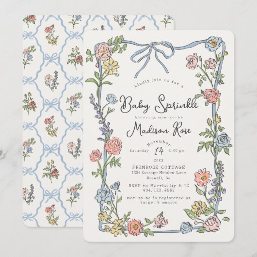 Spring Garden Party Pastel Floral Baby Sprinkle (Voorkant / Achterkant)