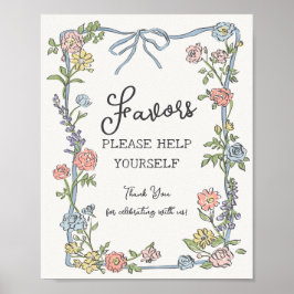Spring Garden Party Pastel Floral Favors Poster