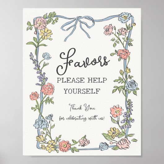 Spring Garden Party Pastel Floral Favors Poster (Voorkant)
