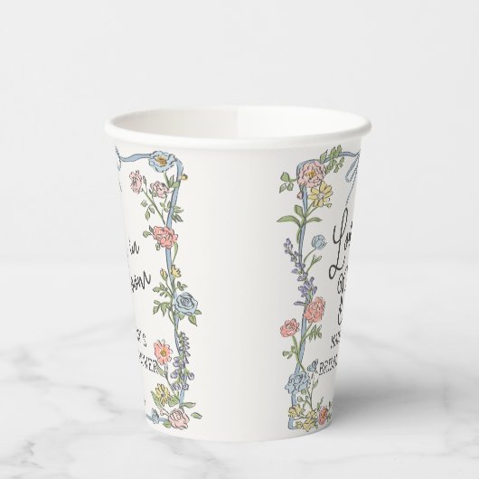 Spring Garden Party Pastel Floral Vrijgezellenfees Papieren Bekers (Links)