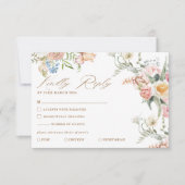 Spring garden pastel floral wildflower wedding RSVP kaartje (Voorkant)