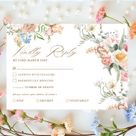 Spring garden pastel floral wildflower wedding RSVP kaartje
