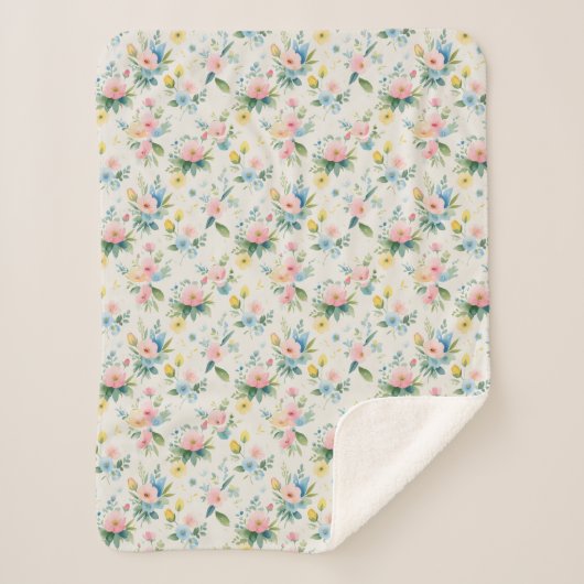 spring garden pastel florals sherpa deken (Voorkant)