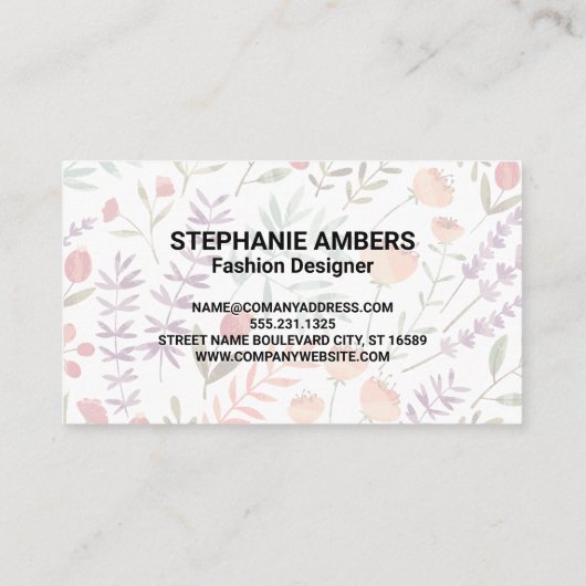 Spring Garden Pattern | Monogram Visitekaartje (Achterkant)