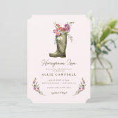 Spring Garden Pink Floral Rain Boot Vrijgezellenfe Kaart (Staand voorkant)