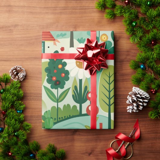 Spring Garden Retro Aangepast patroon Cadeaupapier (Feestdagen Geschenken)