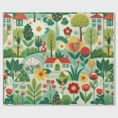 Spring Garden Retro Aangepast patroon Cadeaupapier (Vlak)