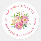 Spring Garden Ronde retour adreslabel Ronde Sticker (Voorkant)