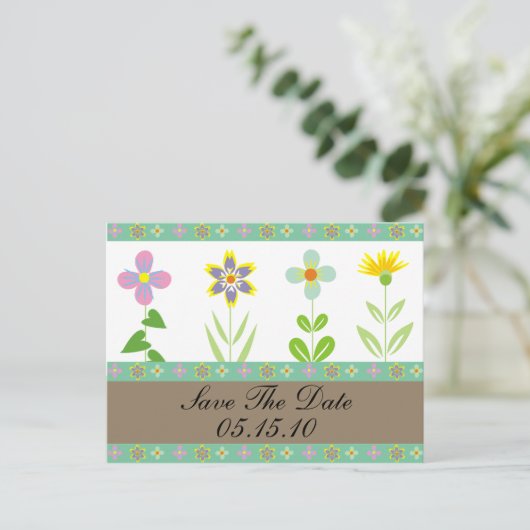 Spring Garden Save the Date Briefkaarten (Staand voorkant)