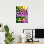 Spring Garden Smile Quote Floral Flowers Poster (Thuiskantoor)