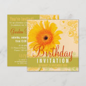 Spring Garden Sunshine Birthday Party Invitation Kaart (Voorkant / Achterkant)