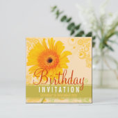 Spring Garden Sunshine Birthday Party Invitation Kaart (Staand voorkant)