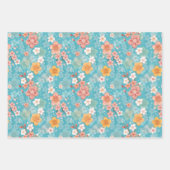 Spring Garden Turquoise Kersenbloesems en Stripe Inpakpapier Vel (Voorkant)