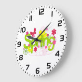 Spring Garden Typography Flowers Butterflies Grote Klok (Hoek)