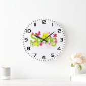 Spring Garden Typography Flowers Butterflies Grote Klok (Huis)