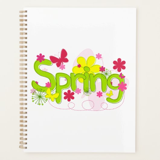 Spring Garden Typography Flowers Butterflies Planner (Voorkant)