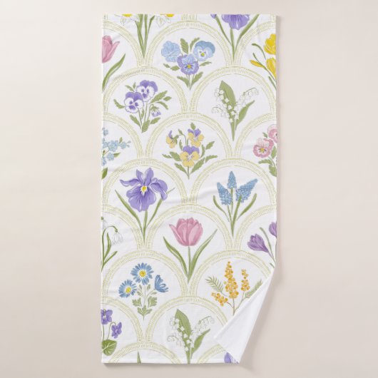 Spring Garden variety flowers in rainbow medallion Badhanddoek (Badhanddoek)