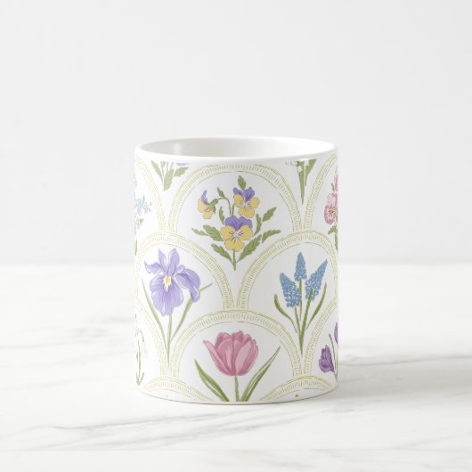 Spring Garden variety flowers in rainbow medallion Koffiemok (Center)