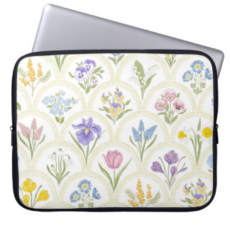 Spring Garden variety flowers in rainbow medallion Laptop Sleeve