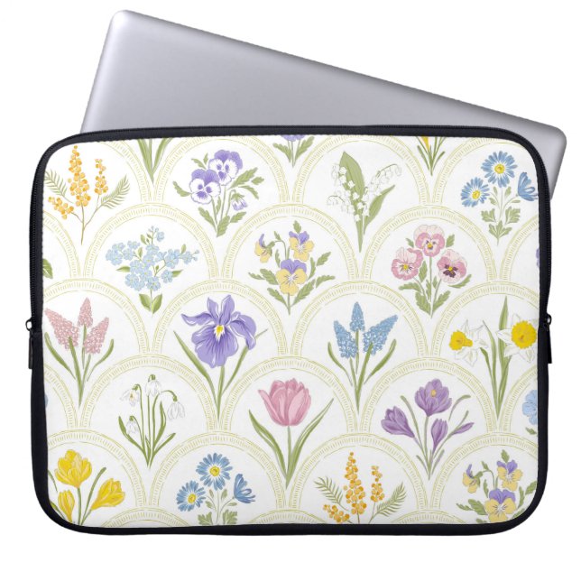 Spring Garden variety flowers in rainbow medallion Laptop Sleeve (Voorkant)