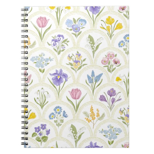 Spring Garden variety flowers in rainbow medallion Notitieboek (Voorkant)