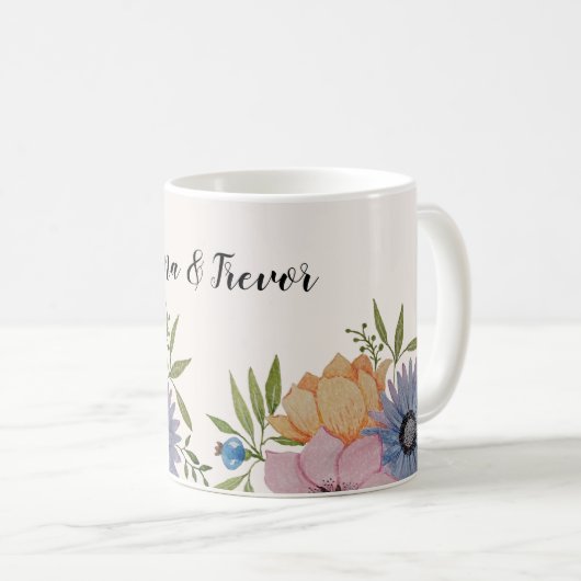 Spring Garden Waterverf Beige Neutraal Koffiemok (Voorkant rechts)