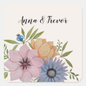 Spring Garden Waterverf Beige Neutraal Vierkante Sticker (Voorkant)