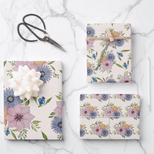 Spring Garden Waterverf Blush Pink Inpakpapier Vel (Voorkant)