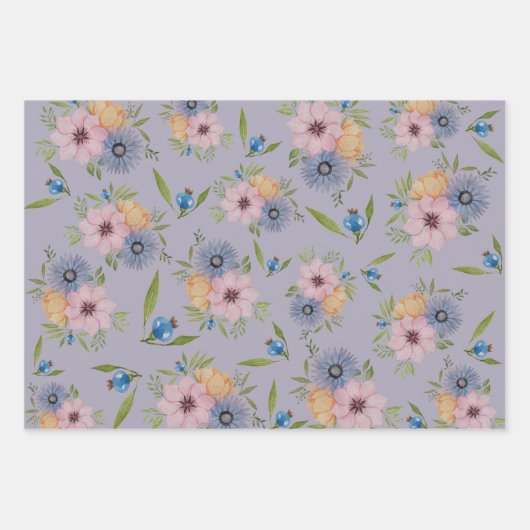 Spring Garden Waterverf Paarse Invitation Wrappin Inpakpapier Vel (Voorkant)