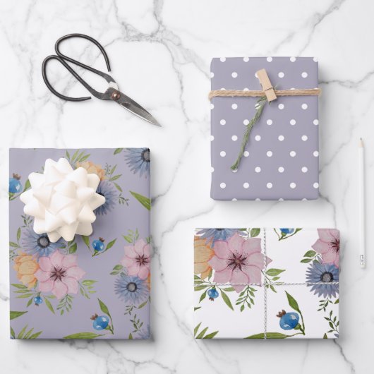 Spring Garden Waterverf Paarse Invitation Wrappin Inpakpapier Vel (Voorkant)