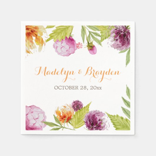 Spring Garden Waterverf Painted Floral Servet (Voorkant)