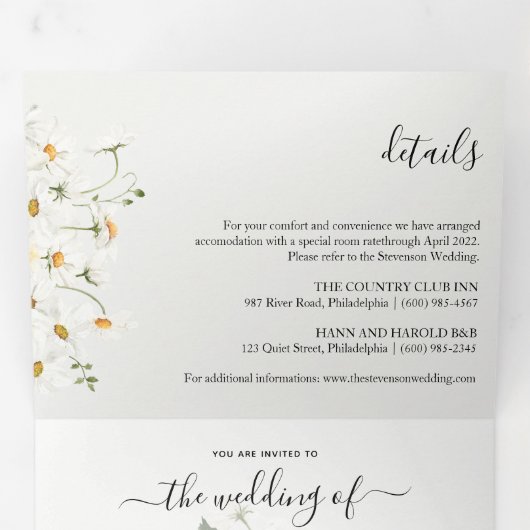 Spring Garden Wedding foto Tri-Fold Invitation Drieluik Uitnodiging (Binnenzijde eerst)