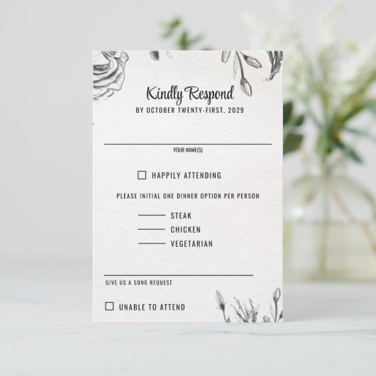 Spring Garden Wedding RSVP Kaartje (Staand voorkant)