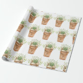 Spring Garden White Flowers in een Waterverf Pot Cadeaupapier (Uitgerold)