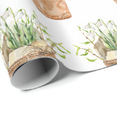 Spring Garden White Flowers in een Waterverf Pot Cadeaupapier (Rol Hoek)