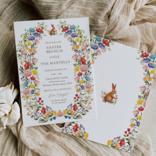 Spring Garden Wildflower Paasbrunch Uitnodiging
