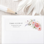 Spring Garden Wildflowers Roze Wit Huwelijk Etiket (Insitu)