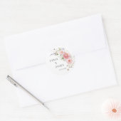 Spring Garden Wildflowers Roze Wit Huwelijk Ronde Sticker (Envelop)