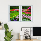Spring Garden Window Illusion Poster (Thuiskantoor)