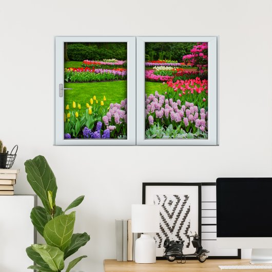Spring Garden Window Illusion Poster (Thuiskantoor)