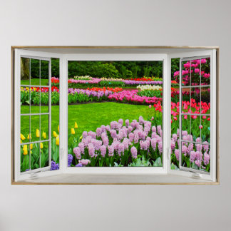 Spring Garden Window Illusion Poster